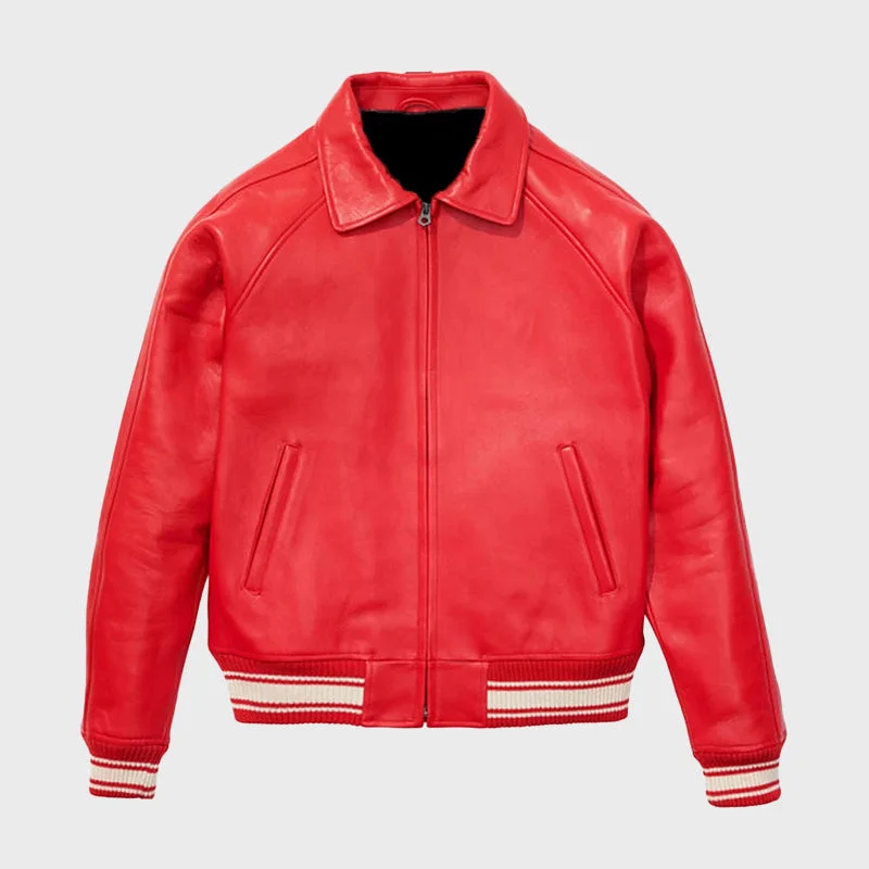 Men’s Icon Salvage Red Leather Varsity Jacket