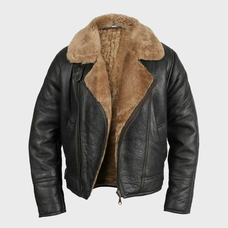 Men's Aviator RAF B3 Flying Shearling Sheepskin Leather Jacket