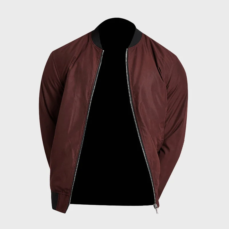 Men's Red Polyester Bomber Jacket