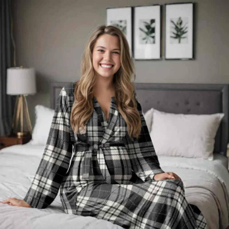 Plaid Dressed to Deliver Maternity Robe + Nursing