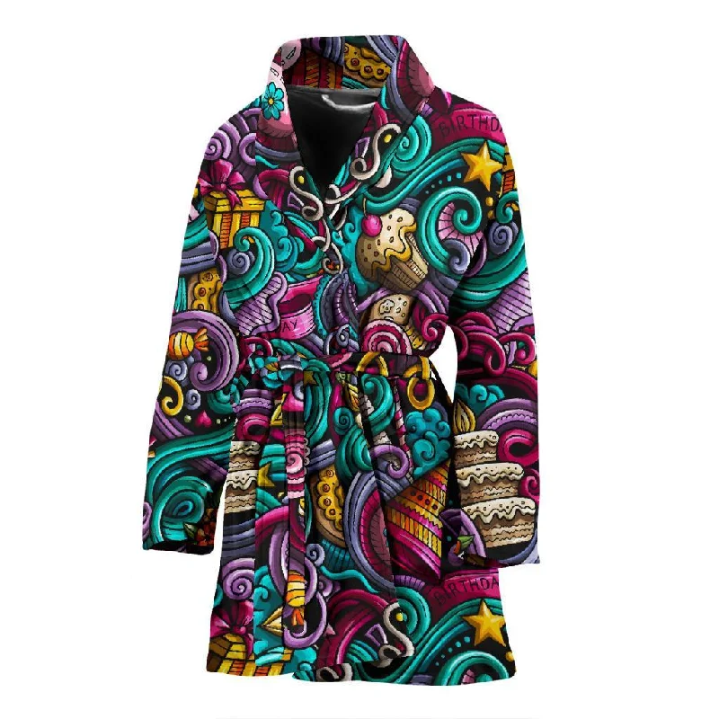 Print Pattern Birthday Women Long Robe