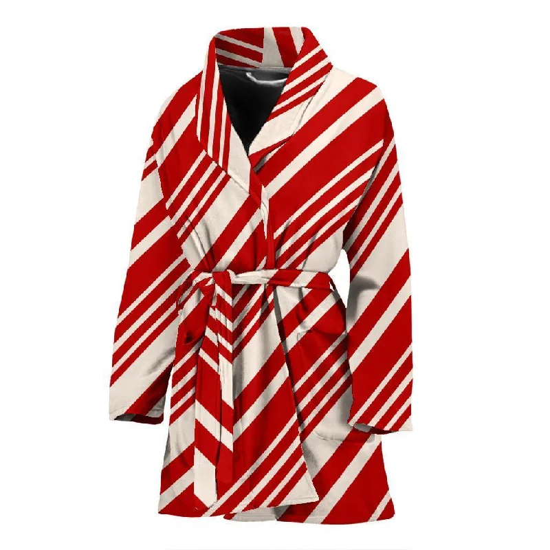 Print Pattern Candy Cane Women Long Robe