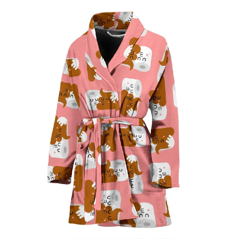 Print Pattern Emoji Poop Women Long Robe