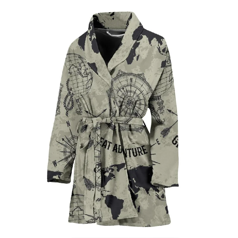 Print Pattern World Map Women Long Robe