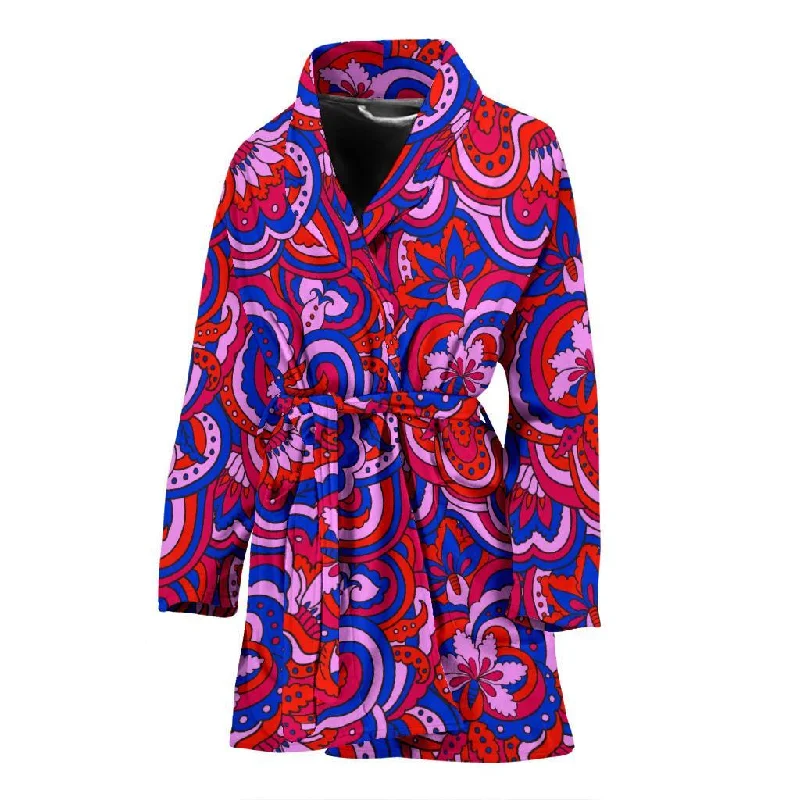 Psychedelic Print Pattern Women Long Robe