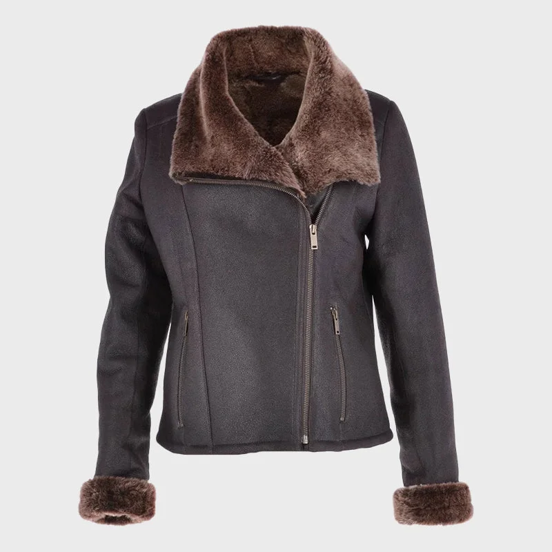 Women's Genuine Sheepskin Shearling Leather Jacket