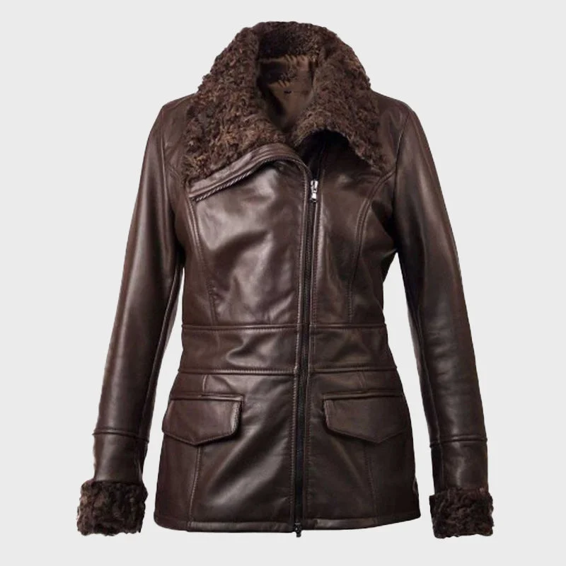 Women's Leather Persian Lamb Car Coat