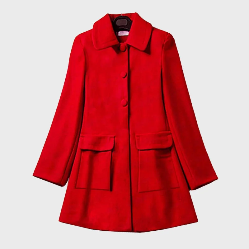 Women's Red Wool Coat