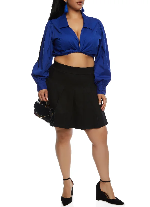 Plus Size Pleated Mini Skirt