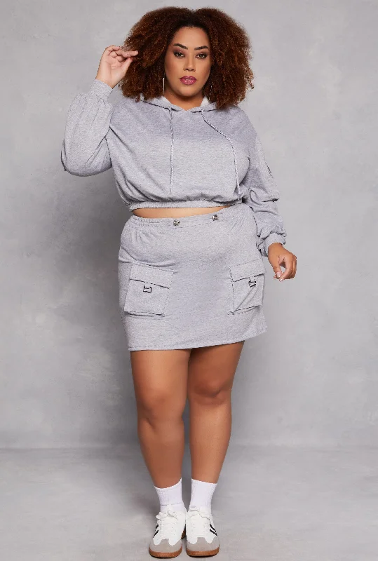 Plus Size Almost Famous Fleece Cargo Pocket Mini Skirt