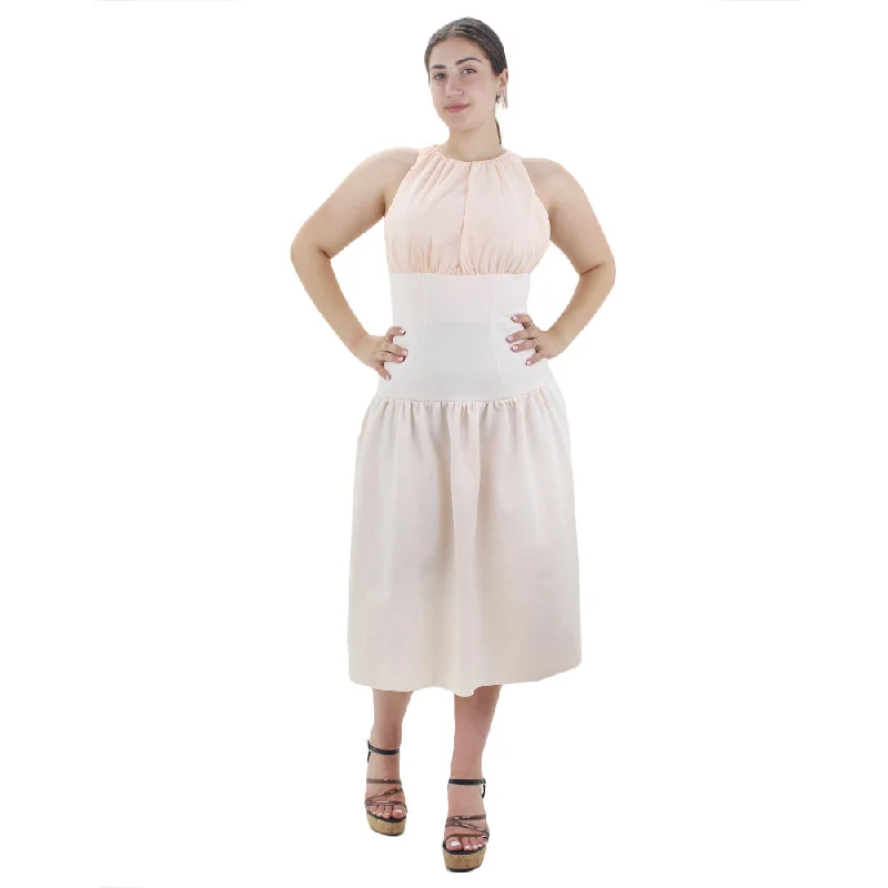 Women's Drop Waist Midi Dress,Peach