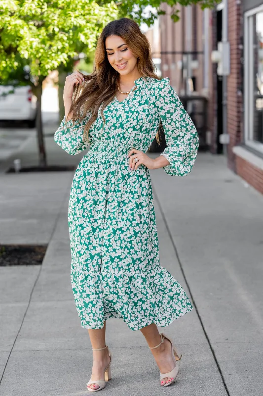 Azalea Ruffle Bottom Midi Dress