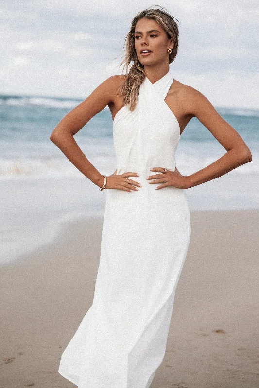 Betsy Halterneck Maxi Dress - White