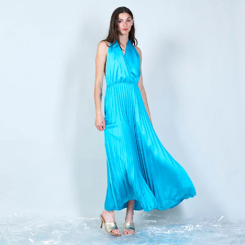 Elegant pleated backless maxi dress wholesale