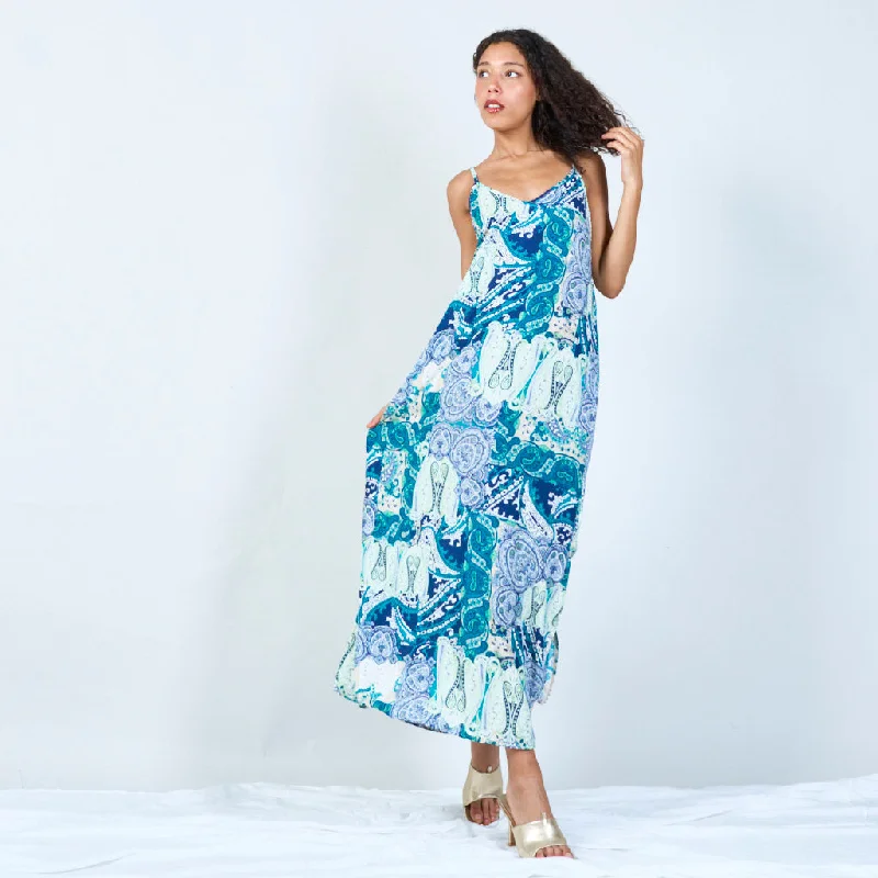 Paisley print spaghetti strap maxi dress wholesale