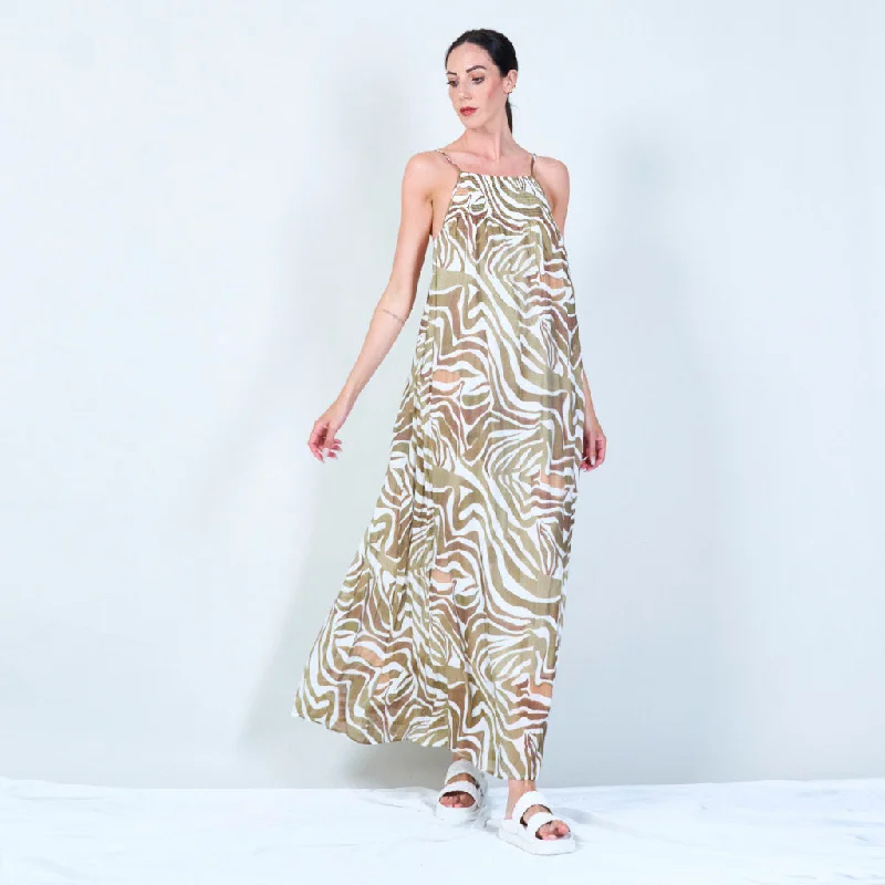 Stylish zebra print maxi dress with adjustable straps wholesale