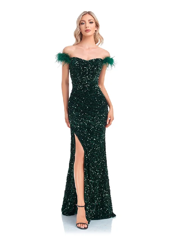 Zjkrl Elegant Evening Dresses Green Sequin Sexy Split Party Backless Women Long luxurious Gown Formal Dress Cocktail 2023