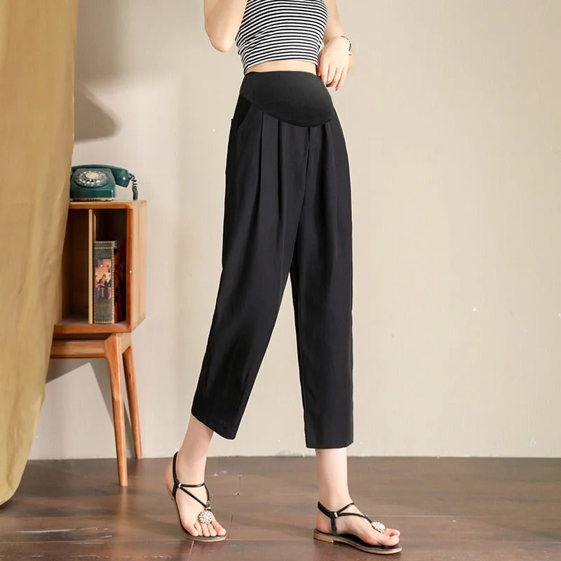 NiDELL Maternity Pants . Summer Ice Cotton Linen Pant Skinny Pants Harem Pants Wide Leg Pants Quick-Dry Pants Baggy Pants Cropped Pants