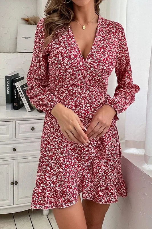 LONG SLEEVE FLORAL PRINTED DRESS