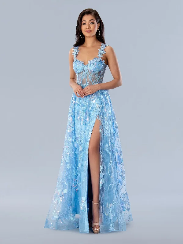 Stella Couture 24187 Long Formal Floral Sequin Prom Dress