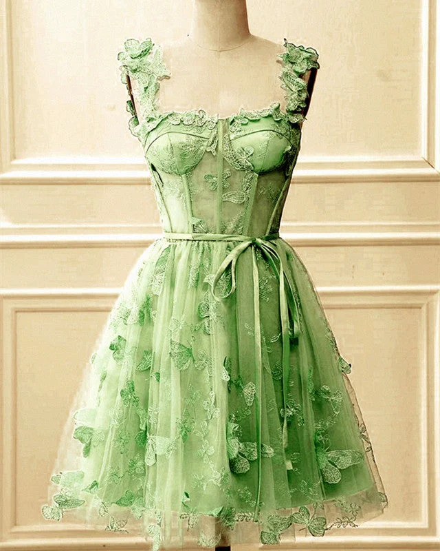 Short Butterfly Lace Corset Homecoming Dress